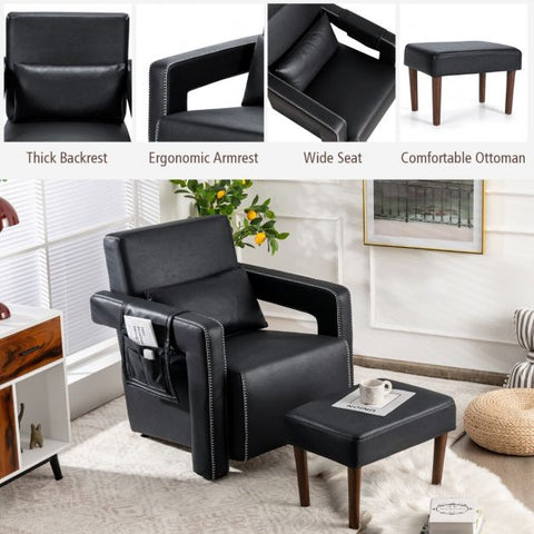 Signature Armchair with Extended Armrest and Footstool