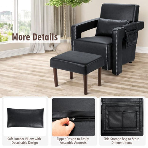 Signature Armchair with Extended Armrest and Footstool