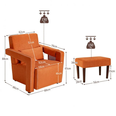 Signature Armchair with Extended Armrest and Footstool