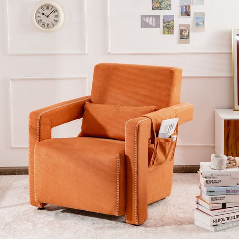Signature Armchair with Extended Armrest and Footstool