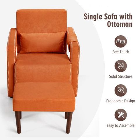Signature Armchair with Extended Armrest and Footstool