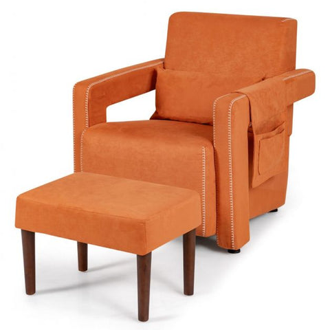 Signature Armchair with Extended Armrest and Footstool