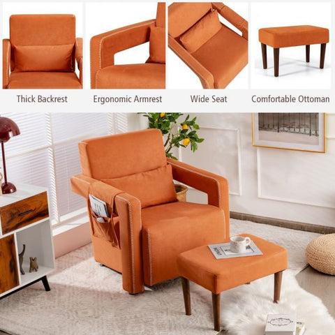 Signature Armchair with Extended Armrest and Footstool