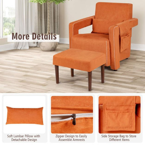 Signature Armchair with Extended Armrest and Footstool