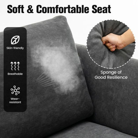 Modern Contemporary 2 Seater Sofa with 141cm Length in Dark Grey