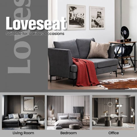 Modern Contemporary 2 Seater Sofa with 141cm Length in Dark Grey