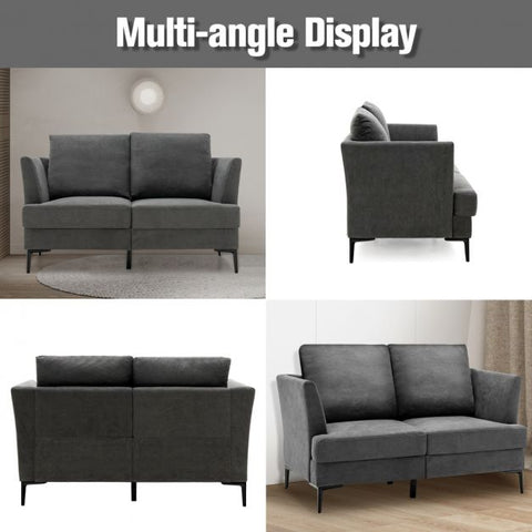 Modern Contemporary 2 Seater Sofa with 141cm Length in Dark Grey