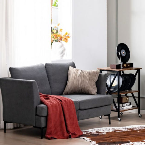 Modern Contemporary 2 Seater Sofa with 141cm Length in Dark Grey