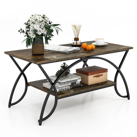 Stylish and Modern Faux Marble Coffee Table with Golden Frame and Ample Storage