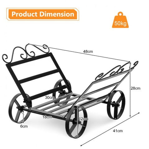 Robust Metal Firewood Rack with Wheels