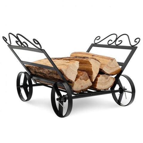 Robust Metal Firewood Rack with Wheels