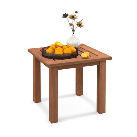 Garden Hardwood Side Table with Sturdy Design and Slatted Design