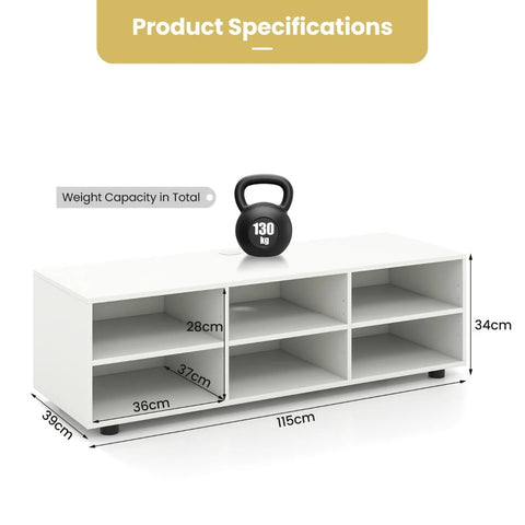 Sleek and Modern TV Console Table with Cable Holes and Adjustable Shelves