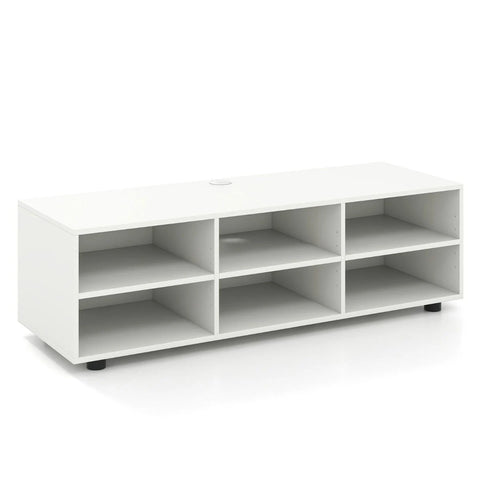 Sleek and Modern TV Console Table with Cable Holes and Adjustable Shelves