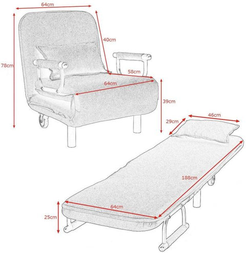 Multi-Functional 3 in 1 Single Sofa Bed with Pillow