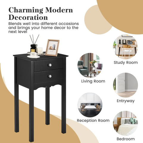 Classic and Elegant Side table with Storage Drawers and Sturdy Design