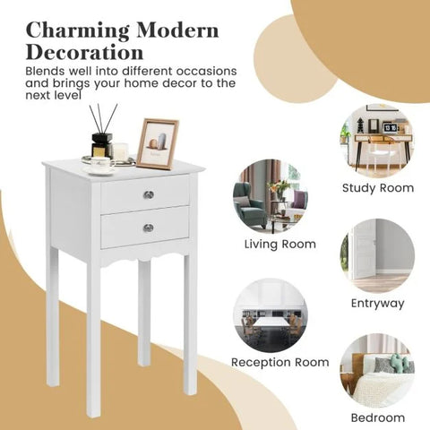 Classic and Elegant Side table with Storage Drawers and Sturdy Design