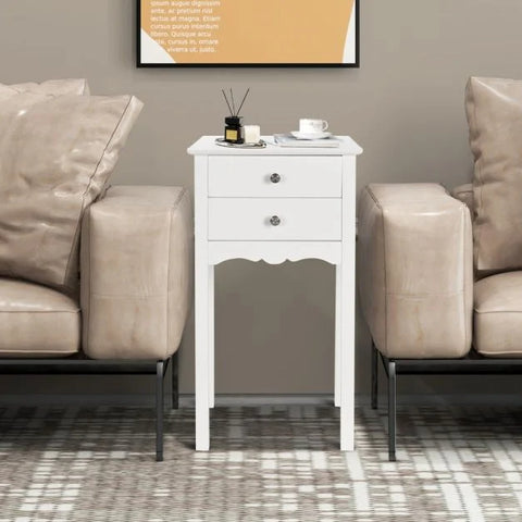 Classic and Elegant Side table with Storage Drawers and Sturdy Design