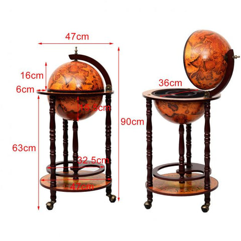 Vintage Inspired Globe Wine Holder with Beautiful Patterns and Wheels
