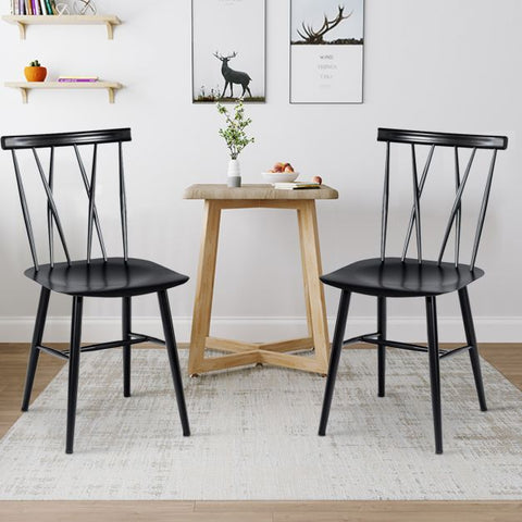 Set of 2 Steel Dining Chairs with Ergonomic Support