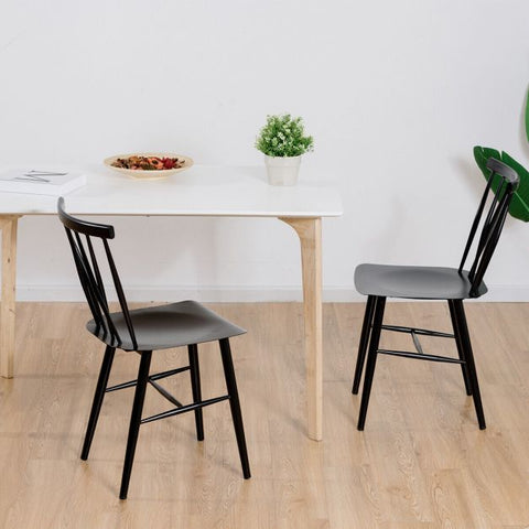Set of 2 Steel Dining Chairs with Ergonomic Support