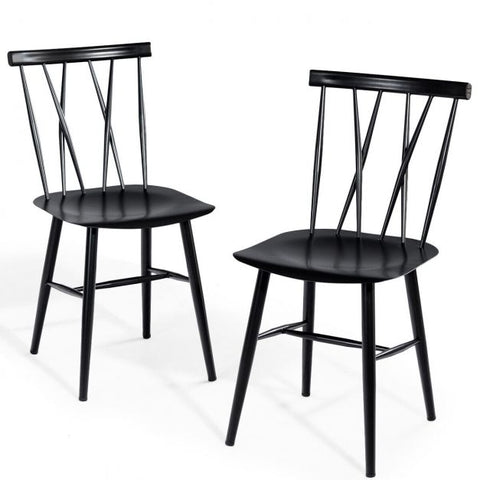 Set of 2 Steel Dining Chairs with Ergonomic Support