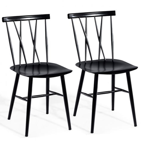 Set of 2 Steel Dining Chairs with Ergonomic Support