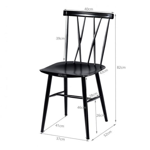 Set of 2 Steel Dining Chairs with Ergonomic Support