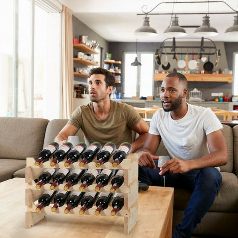 Simple and Timeless Stackable Wine Rack with Ample Space for 36 Bottles