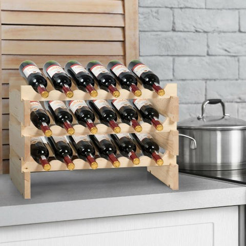 Simple and Timeless Stackable Wine Rack with Ample Space for 36 Bottles