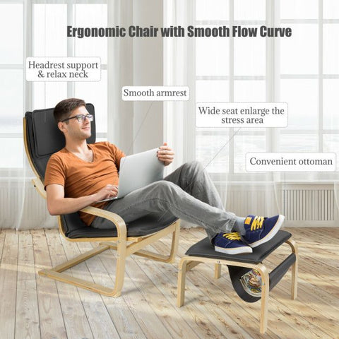 Mother Earth Lounge Chair with Footstool and Magazine Rack