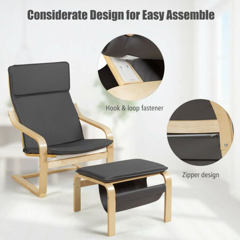 Mother Earth Lounge Chair with Footstool and Magazine Rack