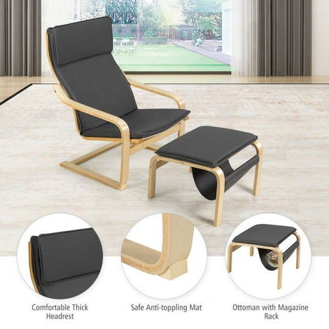 Mother Earth Lounge Chair with Footstool and Magazine Rack