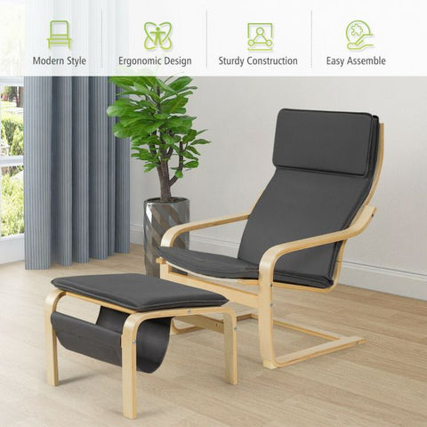 Mother Earth Lounge Chair with Footstool and Magazine Rack