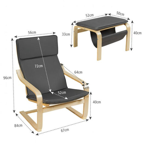 Mother Earth Lounge Chair with Footstool and Magazine Rack