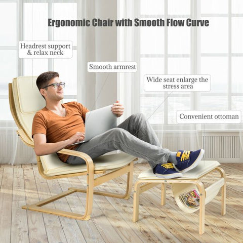 Mother Earth Lounge Chair with Footstool and Magazine Rack