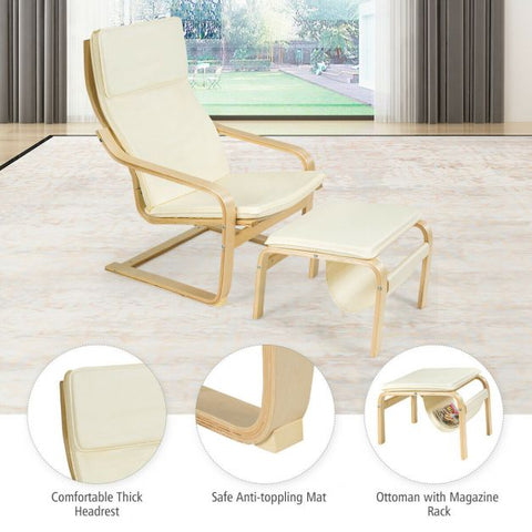 Mother Earth Lounge Chair with Footstool and Magazine Rack