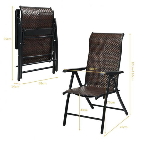 Outdoor Folding Chair Set with Recline Function and Wide Armrests