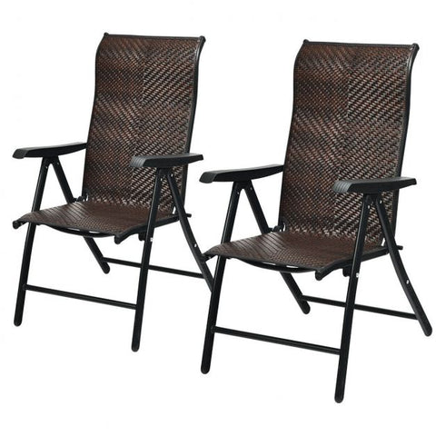 Outdoor Folding Chair Set with Recline Function and Wide Armrests