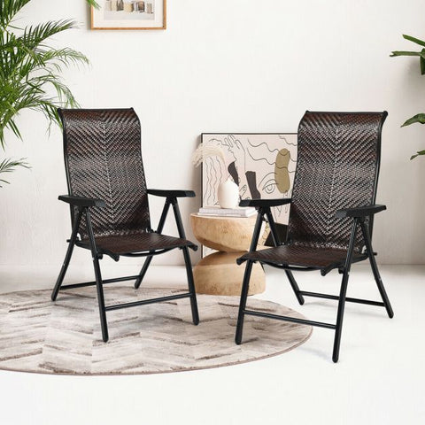 Outdoor Folding Chair Set with Recline Function and Wide Armrests