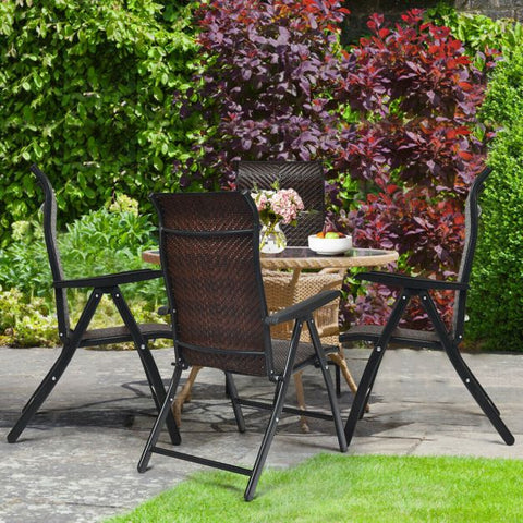 Outdoor Folding Chair Set with Recline Function and Wide Armrests