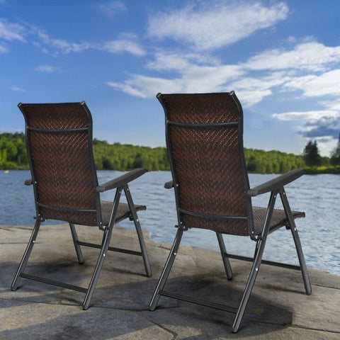 Outdoor Folding Chair Set with Recline Function and Wide Armrests