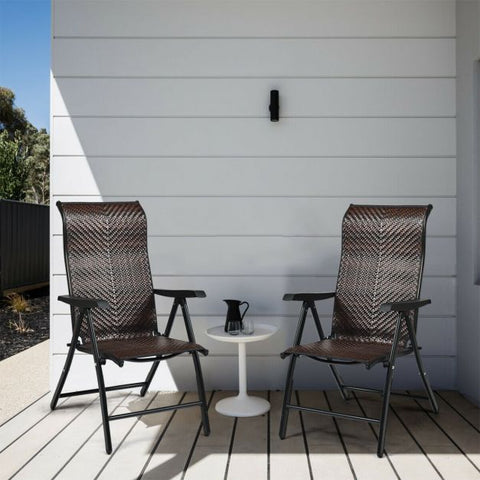 Outdoor Folding Chair Set with Recline Function and Wide Armrests