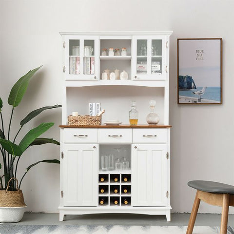 Elegant and Neat Kitchen Cabinet with Moveable Shelves and Vintage Appeal