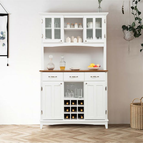 Elegant and Neat Kitchen Cabinet with Moveable Shelves and Vintage Appeal