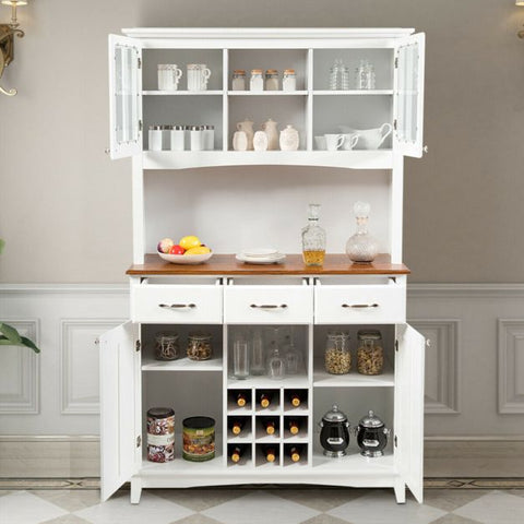 Elegant and Neat Kitchen Cabinet with Moveable Shelves and Vintage Appeal
