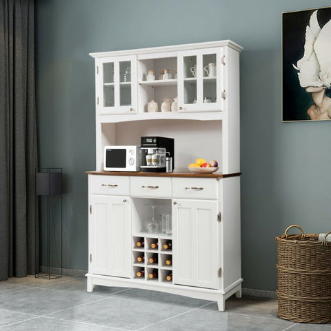Elegant and Neat Kitchen Cabinet with Moveable Shelves and Vintage Appeal