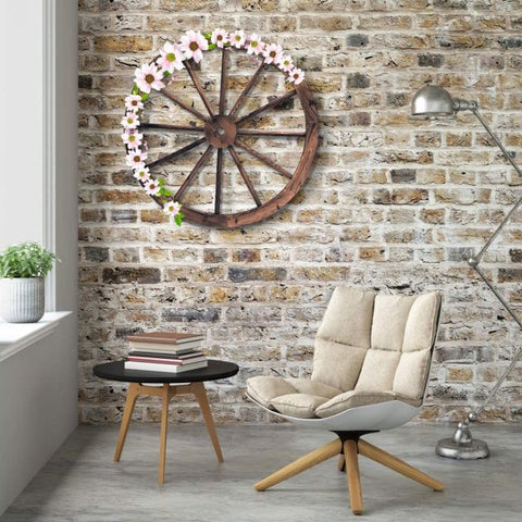 Fir Wood 76cm Decorative Wheels set in Brown