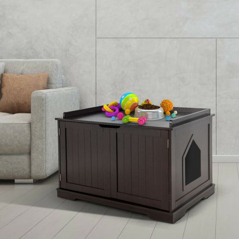 Spacious Cat Litter Box Double Doors and Removable Divider for Convenience