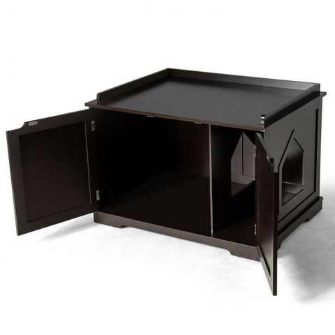 Spacious Cat Litter Box Double Doors and Removable Divider for Convenience